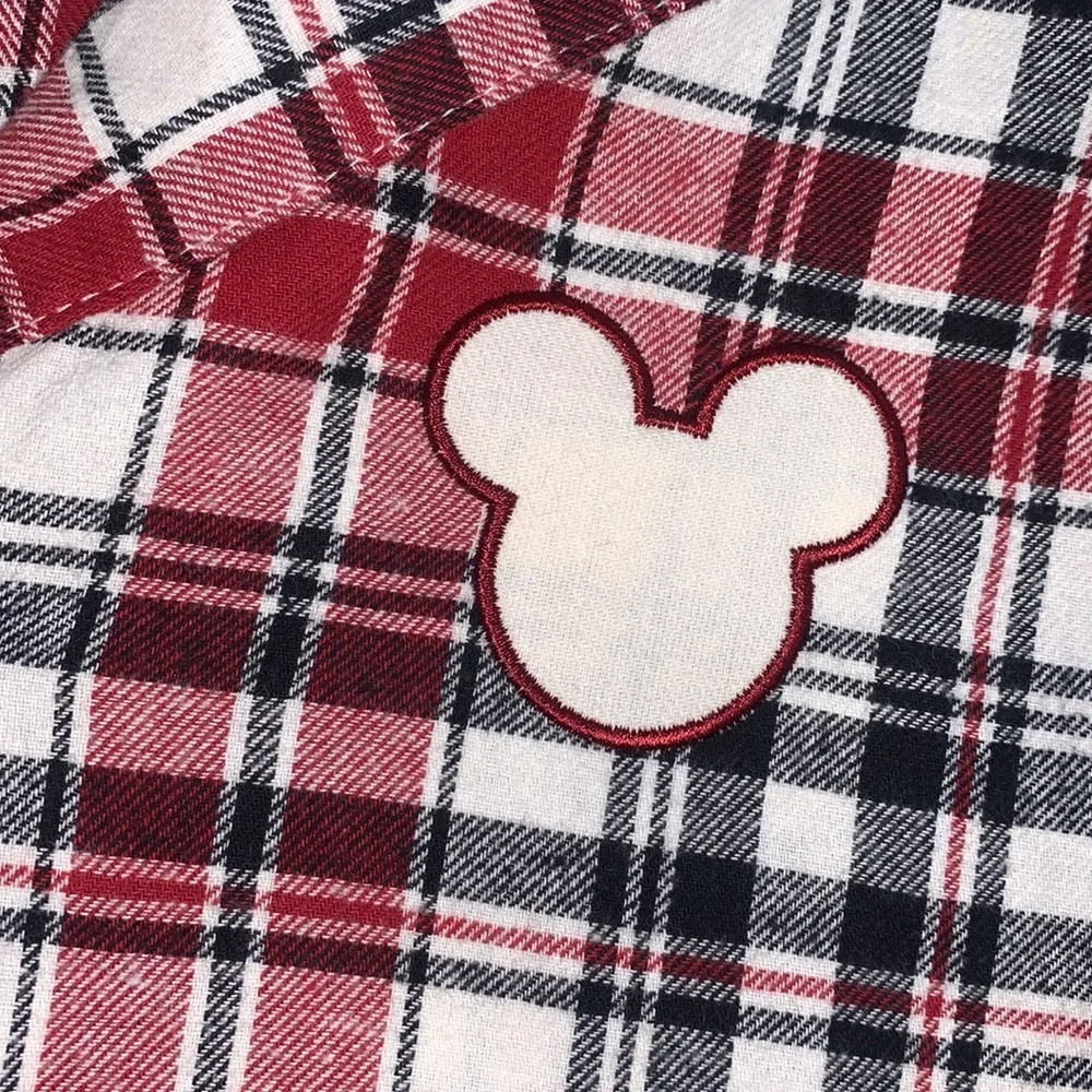 Disney‎ Mickey Mouse Holiday Plaid Pijama Top - Picture 10 of 13